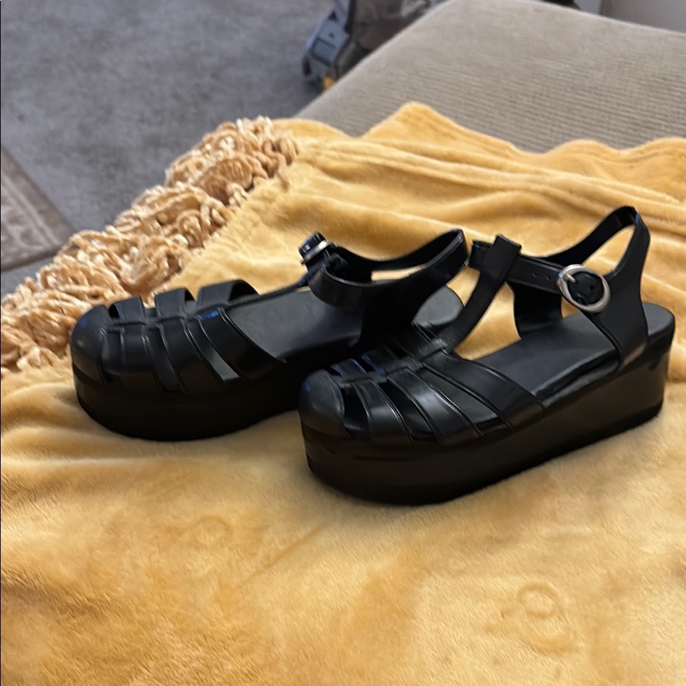Wanted Black Platform Cage Sandals